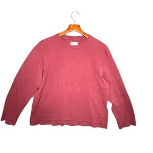 GAP Men Thermal Crewneck Long Sleeve Burgundy Cotton Sz Large Grunge Y2K Hipster